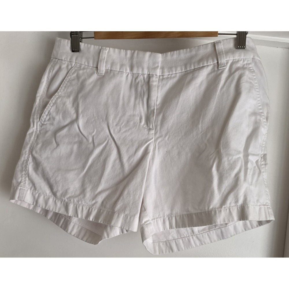 J.Crew Women's Size 8 White Cotton Shorts Solid Classic Chino Bermuda